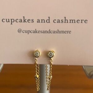 Cupcakes & Cashmere Dakota Gold & CZ Chain Earrings
